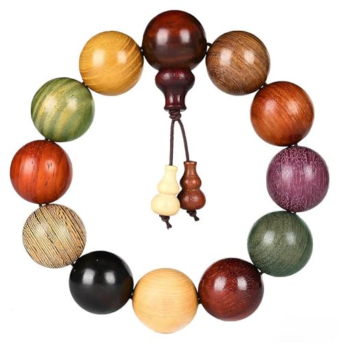 Handcrafted Wooden Bead Bracelet Multi-Color Prayer Bracelet,1pc/pack - style: Dia.20mmX12pcsJingGong