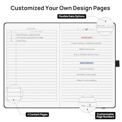 ONAVIA A5 Lined Journal Notebook, Hardcover Leather Medium 5.5 x 8.3 inch, 160 Pages 100 GSM Thick Paper, College Ruled Journaling Notepad for Work, School, College, Note Taking, Diary, Black - color: Black, style: 1 Pack