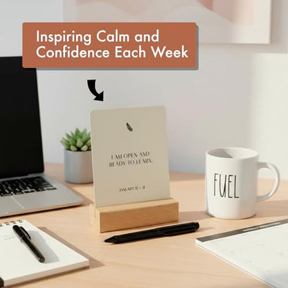 Positive Affirmation Cards Weekly Calendar | 52 Aesthetic Encouragement Mindfulness Desk Cards for Every Week of the Year, Daily Self Mantras For Mental Wellness, Great Motivational Gift For Women & Men