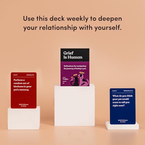 Grief is Human (Pet Edition) | Family & Friends Conversation Cards for Grieving | 70 Reflection Cards to Help You Process The Journey of Losing a Beloved Pet | Therapy for Adults | 1+ Players - style: Grief is Human (Pet Edition)