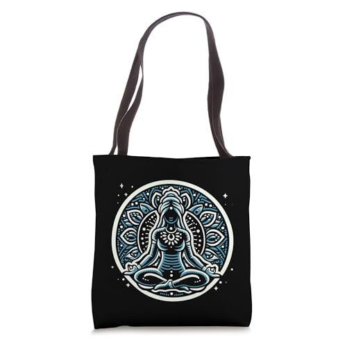 Serene Lotus Pose Meditation Artistic Mandala Yoga Tote Bag