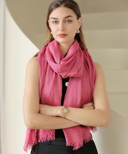 Harewom Lightweight Gauze Linen Feeling Shawl Wraps for Women Beach Summer Scarf for Evening Wedding Dresses - color: Shawl Wraps - Hot Pink