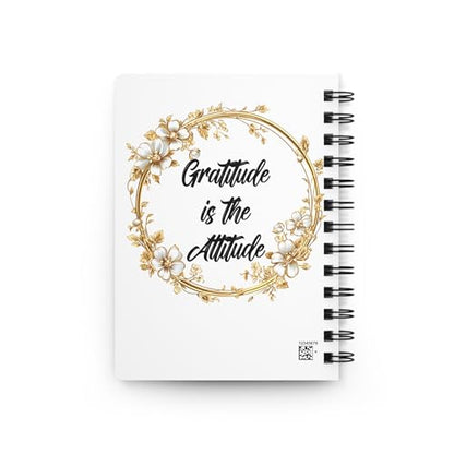 Gratitude Is the Attitude Spiral Bound Journal | Floral Gold Wreath | 150 Lined Pages | Glossy Durable Cover