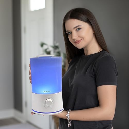 BlueHills Premium 2000 ML XL Large Essential Oil Diffuser Aromatherapy Humidifier for Large Room Home 40 Hour Run Huge Coverage Area 2 Liter Extra Large Capacity Huge Diffuser High Mist White E001 - color: White