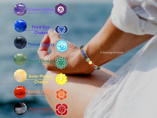 Amazing Gemstone Crystal Bracelet for Women Men's Gifts - Protection Healing Crystal Bracelet - 8mm Gemstone Beaded Stretchable Bracelet Pulseras Para Hombres Mujer Stocking Stuffers Mothers Day Gift (Chakra Bracelet (Black Obsidian)) - color: Chakra Brac