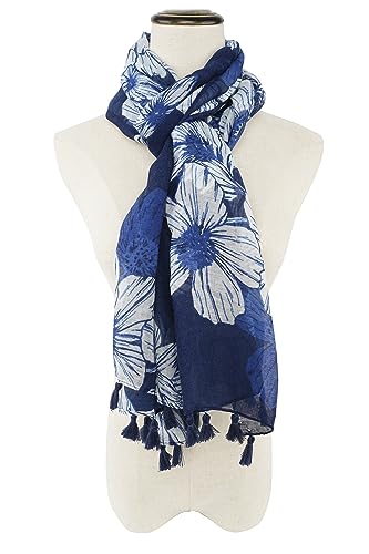 YOUR SMILE Large Boho Scarf for Women Lightweight Floral Printed Scarves Fall Winter Fashion Fringed Shawl wraps - color: 33