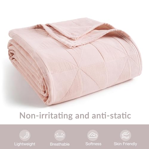 Exclusivo Mezcla 100% Cotton Muslin Throw Blanket for Couch, 4-Layer Moisture-Wicking and Breathable Ultra Soft Gauze Blanket for Spring Summer, 50"x60", Pink