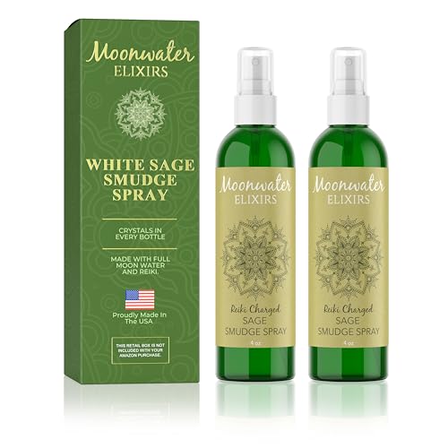 White Sage Smudge Spray for Spiritual Cleansing & Aura Protection, Sage Spray for Cleansing Negative Energy & Protection, Home & Meditation, Clear Quartz Reiki Energized Aromatherapy Room Mist 2X 4oz - size: 4 Fl Oz (Pack of 2)