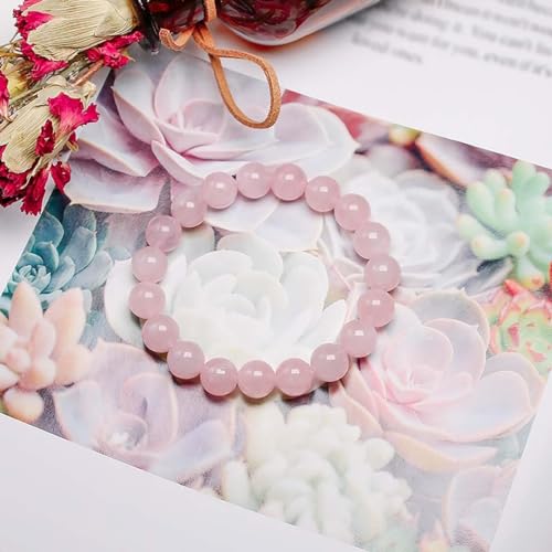 Fashion Natural Gemstone Bracelet | 8mm Beads Size Natural Stone Healing bracelet for Men and Women (Rose Quartz)