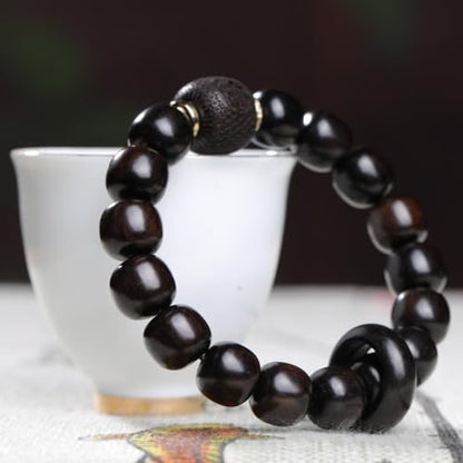 Zen Dear Unisex Natural Ebony Wood Buddhist Prayer Bead Necklace Bracelet Tibetan Prayer Mala Beaded Black - style: 11mmx12mm 16barrel beads
