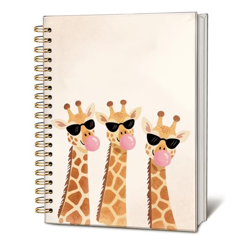 Funny Bubble Gum Giraffe Notebook Journal for Kids, Giraffe Gifts for Women Notebooks for Women, Animal Lover Gifts Journal, Cute Wild Animal Hardcover Spiral Notebook 5.5x8.3 Inch - color: 01-vintage Giraffe(2)