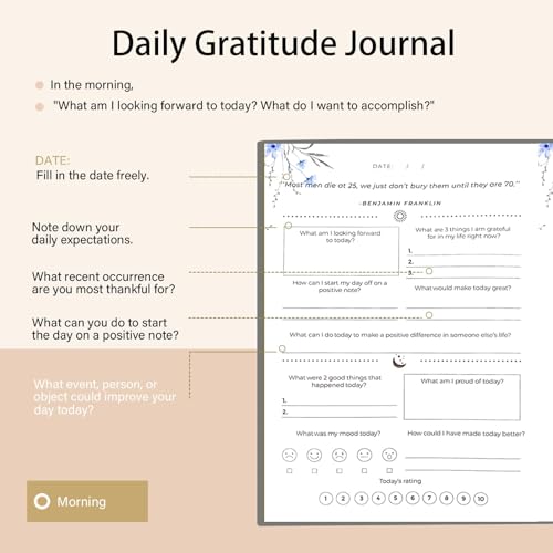 Gratitude Journal for Women & Men – Daily Mindfulness Journal with Positivity Tracker, Happiness Exercises, and Guided Reflective Writing – Self-Care Journal for Personal Growth (Grey) - color: Grey