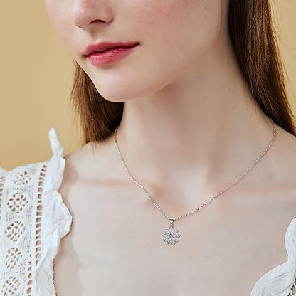 Hukkun Sterling Silver Lotus/Star Fidget Spinning Anxiety Relieving Necklace Jewelry Gift for Women - style: Spining Lotus