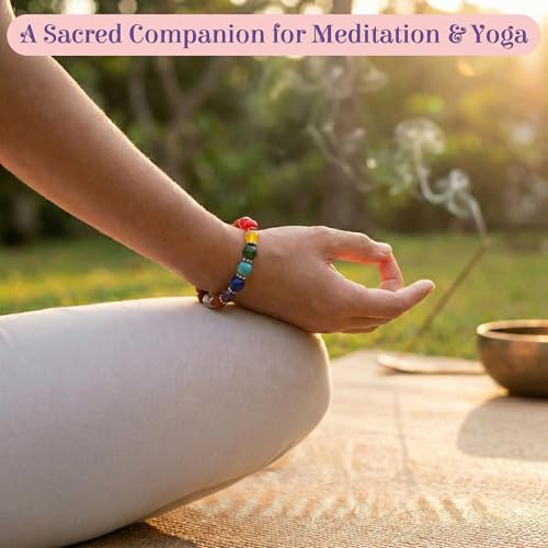 Rudraksha Bracelet for Men & Women, Adjustable Yoga & Meditation Jewelry for Wrist, Spiritual Protection Bracelet - color: Healing Stones Mix