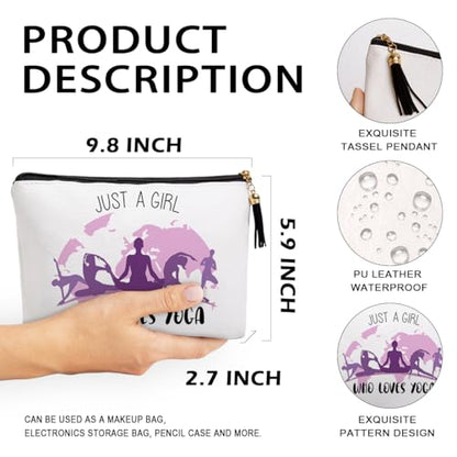 Yoga Gifts for Women Makeup Bag, Gifts for Yoga Loves, Funny Yoga Accessories Gifts for Women Sisters Besties Daughter Waterproof PU Leather Yoga Cosmetic Bag
