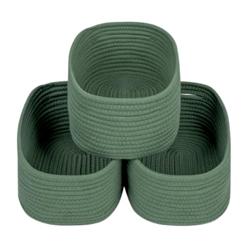 CubesLand Woven Basket for Organizing/Storage,Cube Shelf Closet Storage Baskets Bins,Long-lasting &Skin-friendly Toy Storage Basket,Stylish Room Decor Basket,Rope Basket,Green Basket for Shelves - color: Green, size: 3pcs-small basket