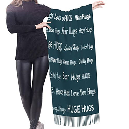 Hugs Shawl Gift For Friends And Family With Inspirational Messages Pashmina Positive Energy,Compassion,Serenity Wraps - color: K1k01