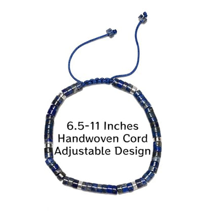 Mixed Gemstone Adjustable Braided Beaded Bracelet for Women, 2x4mm Heishi Disc Natural Healing Stone Summer Beach Jewelry, Yoga Gift for Her - color: Lapis Lazuli