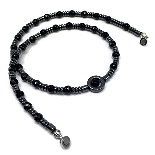Healing Stress Anxiety Meditation Grounding Energy Gemstone Necklace Series - color: Healing Gemstone Necklace Series-Natural Black Agate -6mm 18 inch- Stone
