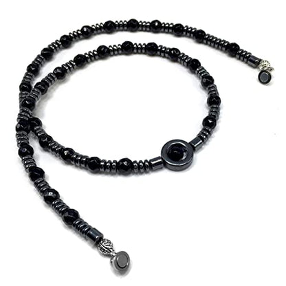 Healing Stress Anxiety Meditation Grounding Energy Gemstone Necklace Series - color: Healing Gemstone Necklace Series-Natural Black Agate -6mm 18 inch- Stone