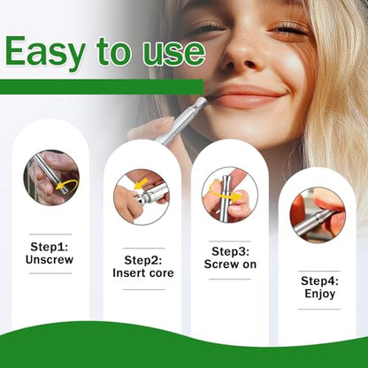 LAMKHOO Breathing Necklace to Quit Smoking and Vaping with Refillable Mint Pods Stop Smoking Aids Fidget Necklace for Anxiety Relief Smokeless Inhaler for Adults (Silver) - color: Silver