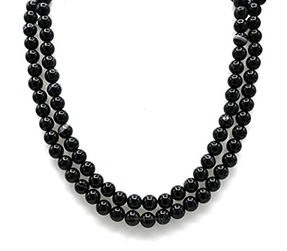 Amazing Gemstone Japa Mala 108 Prayer Beads Necklace and Wrist Mala Bracelet for Meditation - color: Black Banded Agate, size: Without Knots