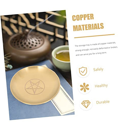 DOITOOL 2pcs Pentacle Candleholder Tray Metal Altar Plate for Ceremony Decor Decorative Pillar Candle Stand Unique Patterns for Rituals Home and Special Events