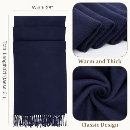 Winter Scarf for Women Pashmina Shawls and Wraps for Evening Dresses Wedding Party Bridesmaid Warm Long Scarves Shawl - color: Navy