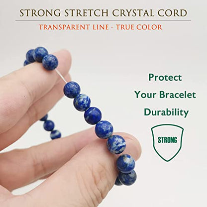 Morchic 8mm Genuine Gemstone Stretch Bracelet for Women Men Unisex, Natural Energy Crystal Stone Beads, Classic Simple Design Cuff Birthday Gift 7.5 Inch - color: Lapis Lazuli