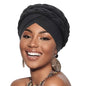 DRESHOW African Turban for Women Knotted Hairwraps for Sleeping Turban Headwraps Head Warmer Scarf for Black Women Chemo Cap - color: 1 Pack With Two Twisted Braids: Black