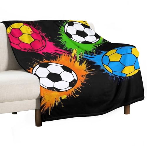 Women's Soft All Seasons Blanket, Soft Cozy Flannel Blanket, Colorful Paint Splash Ink Football Soccer Ball Black Fashion Room Decor Sofa Couch Cover - color: Color285, size: 30"x40"