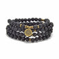 108 Natural Stone Mala Beads Yoga Bracelet with Lotus Charm - style: Lava