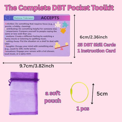 DBT Skills Coaching Cards with Guided Examples & Goals – 25 Flashcards for Emotional Regulation, Stress Relief & Coping Tools – for Teens & Adults