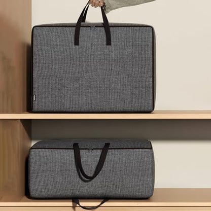 Large Oxford Cloth Storage Bag for Blankets Comforters Bedding, Heavy Duty Organizer Container with Zipper Closure, 27.5 Inches by 19.7 Inches by 11.8 Inches, Dark Gray