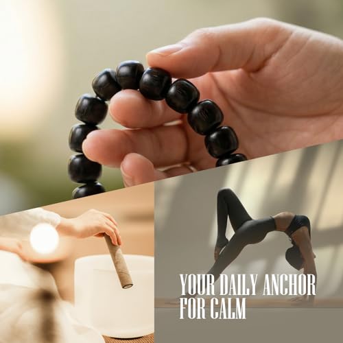 Meditaiton Men Beaded Bracelets, Handmade Sandalwood Mala Beads, Buddhist Prayer Red Wood Bracelets, Comfortable for Daily Wear Yoga Gift for Men - color: 13x14mm Bead
