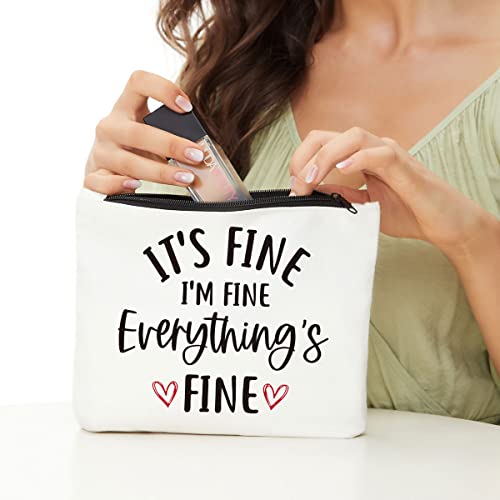Inspirational Gifts for Women, Positive Inspirational Quotes Makeup Bag - Uplifting Encouragement Gifts for Women, Girls, Teens, Daughter, BFF, Best Friend - It's Fine I'm Fine Everything's Fine - color: multi595