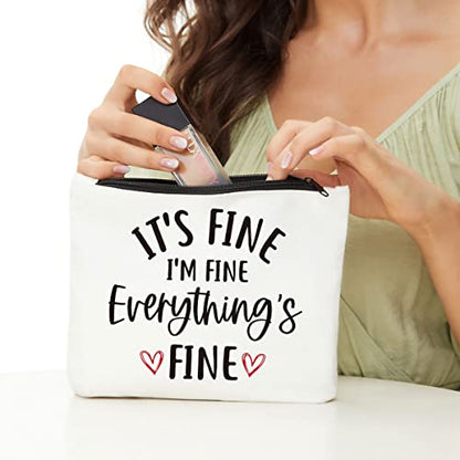 Inspirational Gifts for Women, Positive Inspirational Quotes Makeup Bag - Uplifting Encouragement Gifts for Women, Girls, Teens, Daughter, BFF, Best Friend - It's Fine I'm Fine Everything's Fine - color: multi595