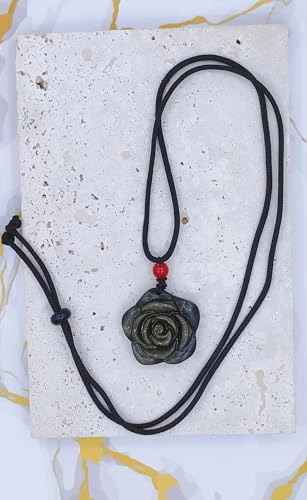Crystal Pendant Necklaces Healing love Women's Men's choker Obsidian Tiger eye White Crystal Black Gold waterproof dainty Charm stackable statement Cute Stone necklace Unisex - style: Golden Obsidian Rose
