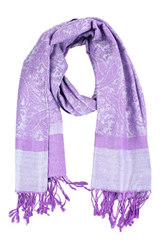 PASKMLNA Paisley Jacquard Pashmina Shawl Wrap Scarf Stole - color: Light Purple