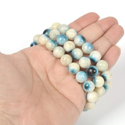 Justinstones Gemstone Crystals Chakra Beads Bracelet Crystal Healing 10mm Round Stretchable Bracelet for Her Gift - color: Blue Ice Nakaurite