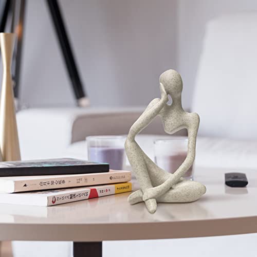 prosfalt Sandstone Resin Thinker Style Abstract Sculpture Statue Collectible Figurines Home Office Bookshelf Desktop Decor(Sandstone - Left Reverie) - color: Sandstone - Left Reverie