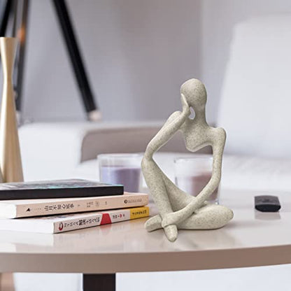 prosfalt Sandstone Resin Thinker Style Abstract Sculpture Statue Collectible Figurines Home Office Bookshelf Desktop Decor(Sandstone - Left Reverie) - color: Sandstone - Left Reverie
