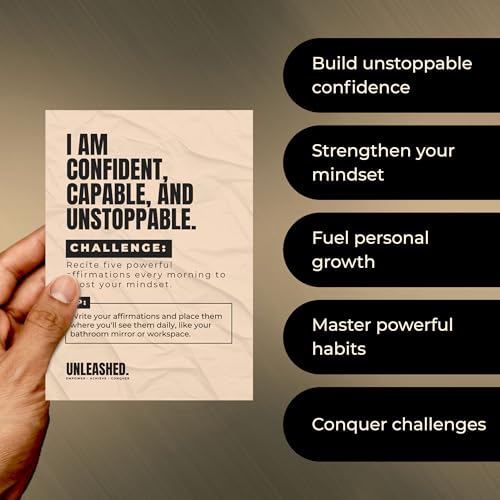 Daily Affirmation Cards to Unleash Your Best Self - 55 Cards with Empowering Quotes, Challenges & Practical Tips | Personal Growth Gift Idea for Driven Men & Women for Birthday, New Job, Mothers Day