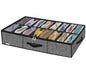 Onlyeasy Sturdy Under Bed Shoe Storage Organizer Fit 8 to 16 Pairs, Collapsible Closet Underbed Shoes Container Bags with Reinforced Handles, 37.7x23.6x5.9in, Linen-like Black, MXAUBS16P1 - color: Linen-like Black 1 Shoes (16 Cells)