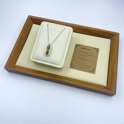 Natural Crystal Necklace Gift for New Beginnings, Crystals and Healing Stones Necklace for Anxiety Relief, Encourage Gift For Women, Mum, Natural Genuine Gemstone, Cheer Up - color: Silver, style: Good Luck