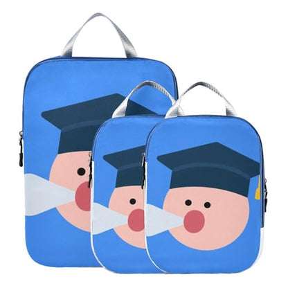 Waterproof 3 Set Packing Travel Organizer Polyester Compression Bags for Travel, Post-exam Relief Look (3 Set) - color: Post-Exam Relief Look