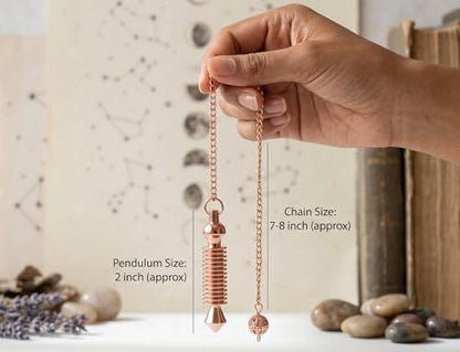 Copper Metal 16 Ring Pointed Cone Balanced Weight Healing Dowsing Divination Reiki Pendulum - color: 16 Ring Pointed Copper Metal Pendulum