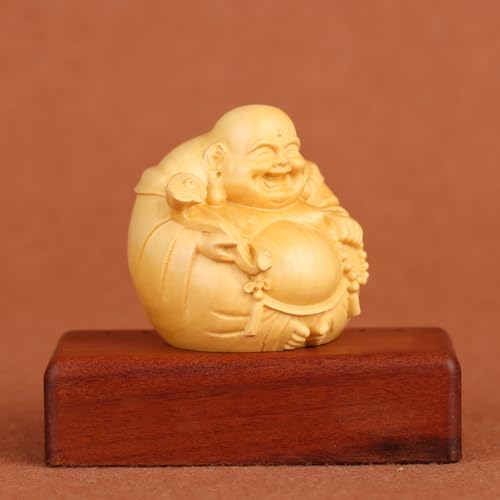 Antique Maitreya Wooden Statue Accents - Zen Meditation Wood Sculpture Decor for Living Room, Spa Or Yoga Studio Centerpiece Books Living Room Bedroom Ornament
