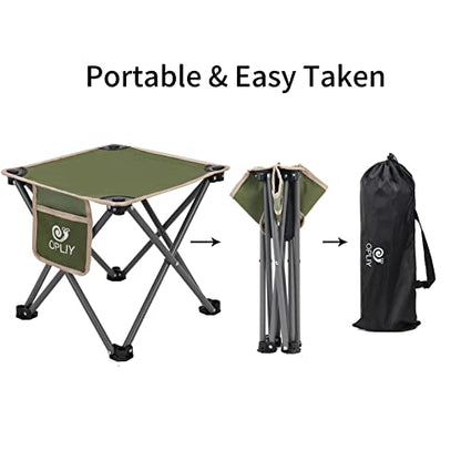 Opliy Camping Stool, Folding Samll Chair Portable Camp Stool for Camping Fishing Hiking Gardening and Beach, Camping Seat with Carry Bag (Green, L 13.5") - color: Green