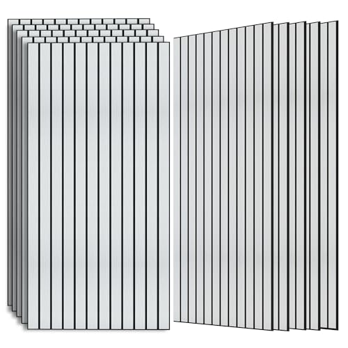 Wood Veneer Sound Panels, 10 Pack 47.2”x23.6” Wall Panels, Decorative Acoustic Panels for Walls, for Office,Home Theater,Studio,Living Room, White Oak(Mitred) - color: Mitred White Oak, size: 10 PACK